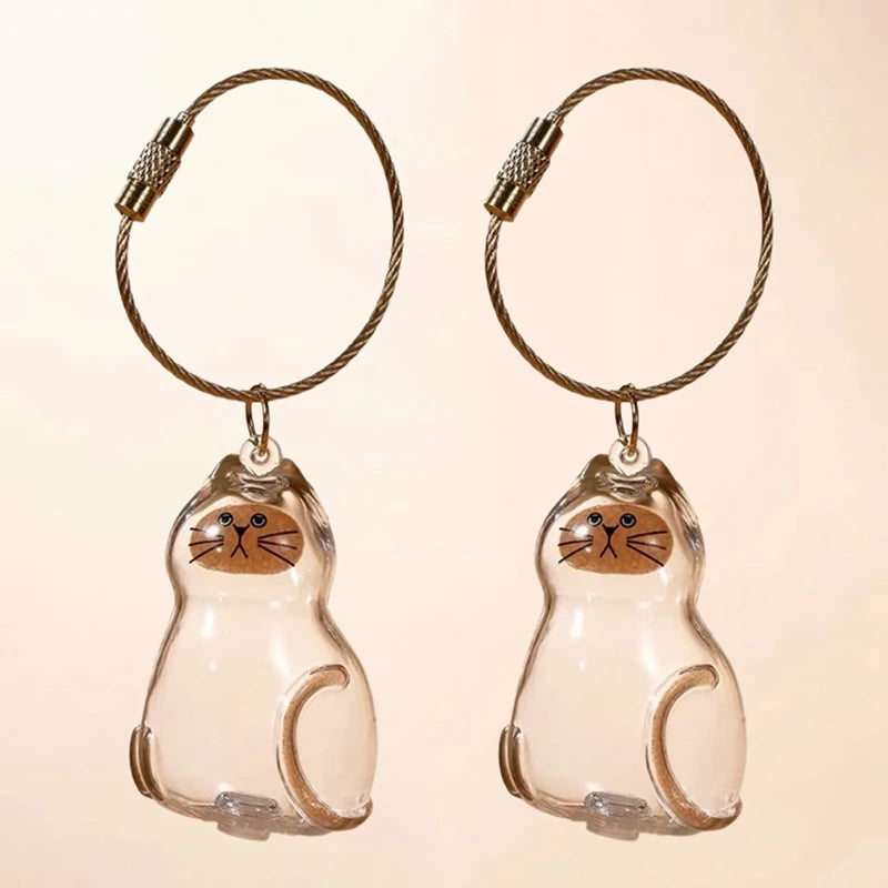 2Pcs Transparent Cat Fur Storage Box Pendant Cat Hair Capsule Commemorative Collection Bag Pendant Keychain Cat Accessories