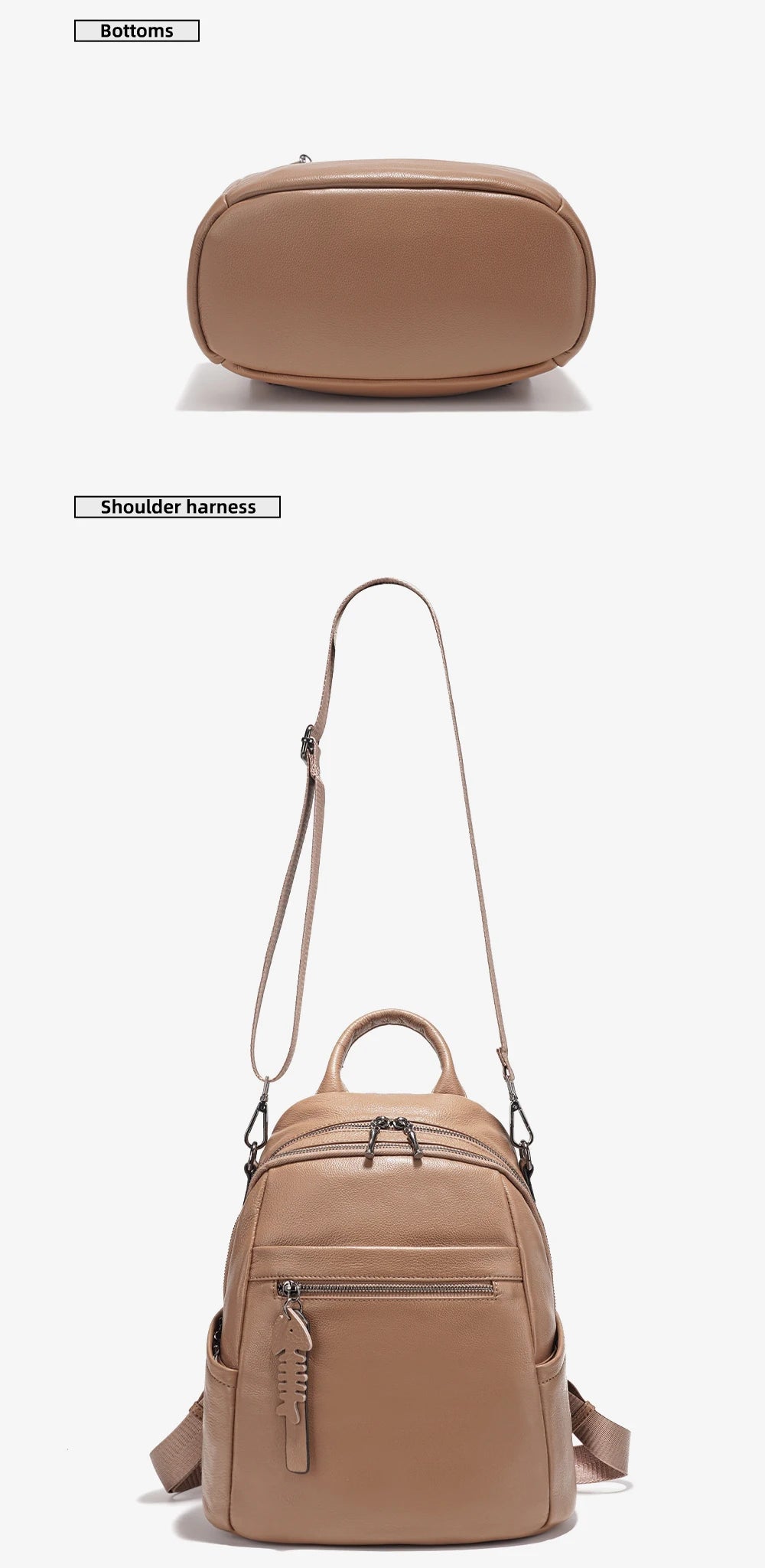 Soft Leather Women’s Backpack Large Capacity Crafted from premium cowhide leather with wide shoulder straps and multiple pockets. Stylish, durable, and perfect for everyday use.