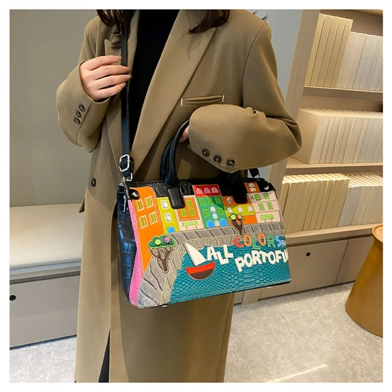 High-Quality Women’s Shoulder Bag Fashion.Features creative 3D embroidery design with a youthful, stylish look. Versatile crossbody bag perfect for everyday wear.