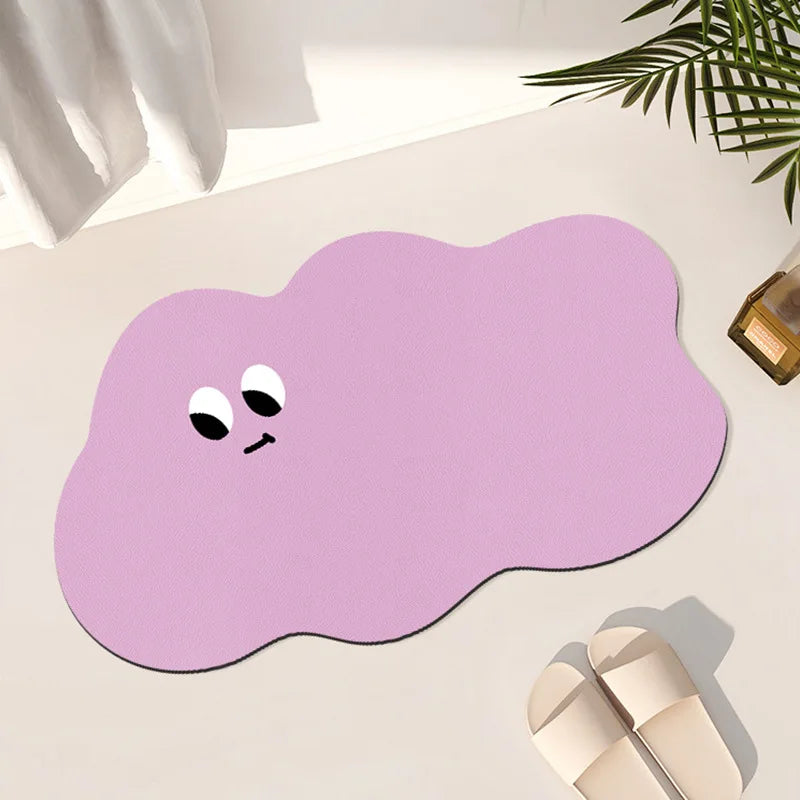 Cartoon funny expression irregular bathroom non-slip mat toilet door absorbent floor mat household diatom mud floor mat