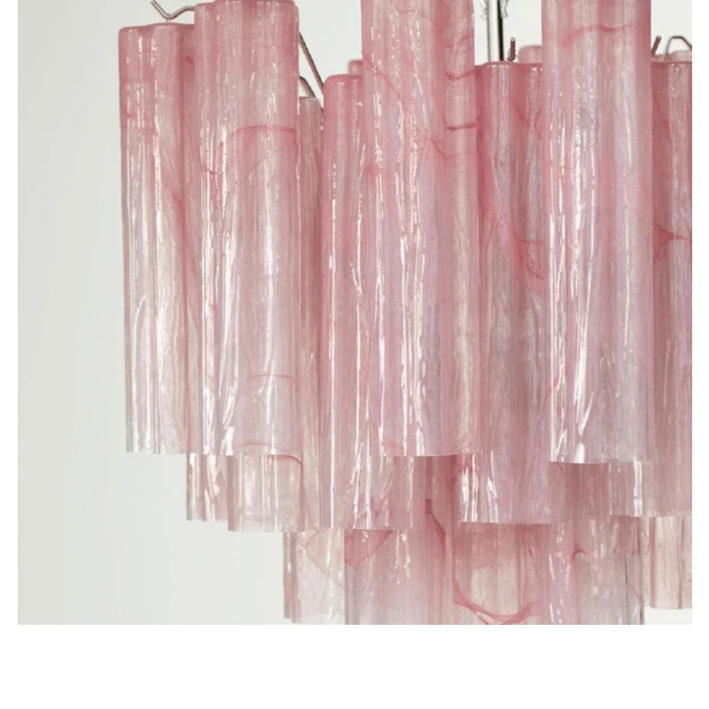 Art Deco Stained Glass Tube Chandelier – Luxury Ceiling Pendant Light Elegant lighting fixture perfect for kitchen islands, dining rooms, or any upscale interior space. Adds a touch of sophistication and style.