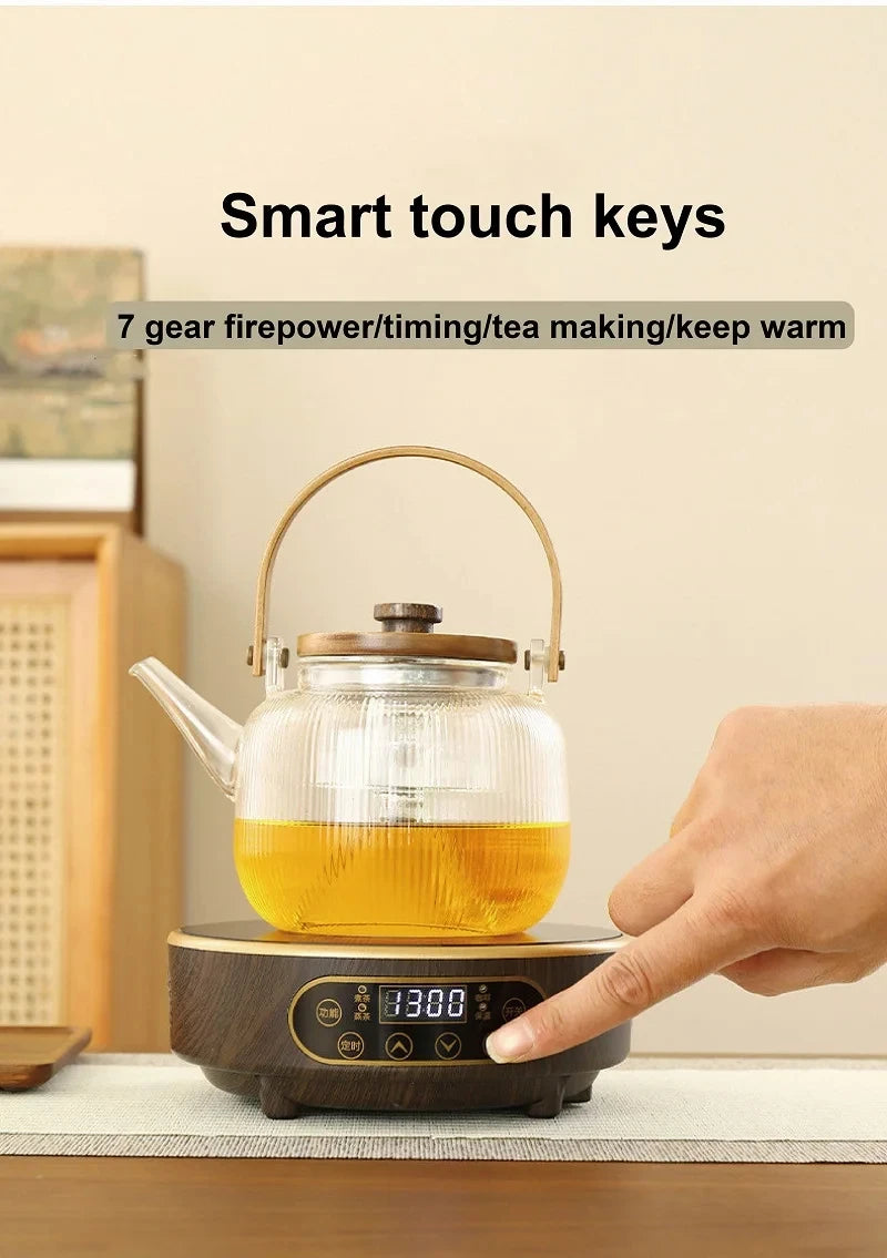 220V Electric Ceramic Stove Tea Stove Electric Hot Plate Heater Stove 7 Gear Heating Furnace Smart Tea Maker Water Boiler 1300W