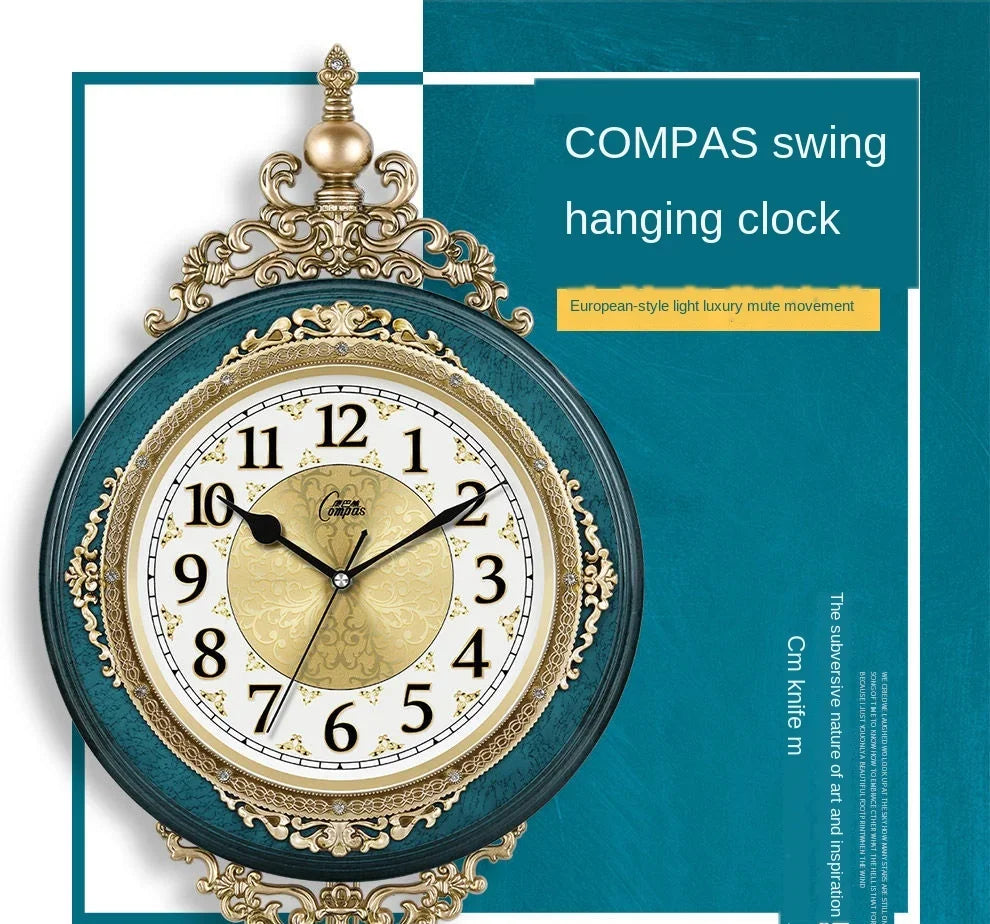 European Style Retro Wall Clock Watch Living Room Mute Pendulum Clock Elegant Taste Family Gift Art Decoration Rome Luxury
