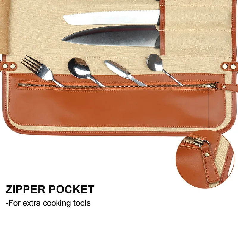 Kitchen Chef Knife Roll Bag Case Knife Carrying Case Bags Organizer with 10 Pockets for Kitchen Cooking Tools Storage Knife Bag