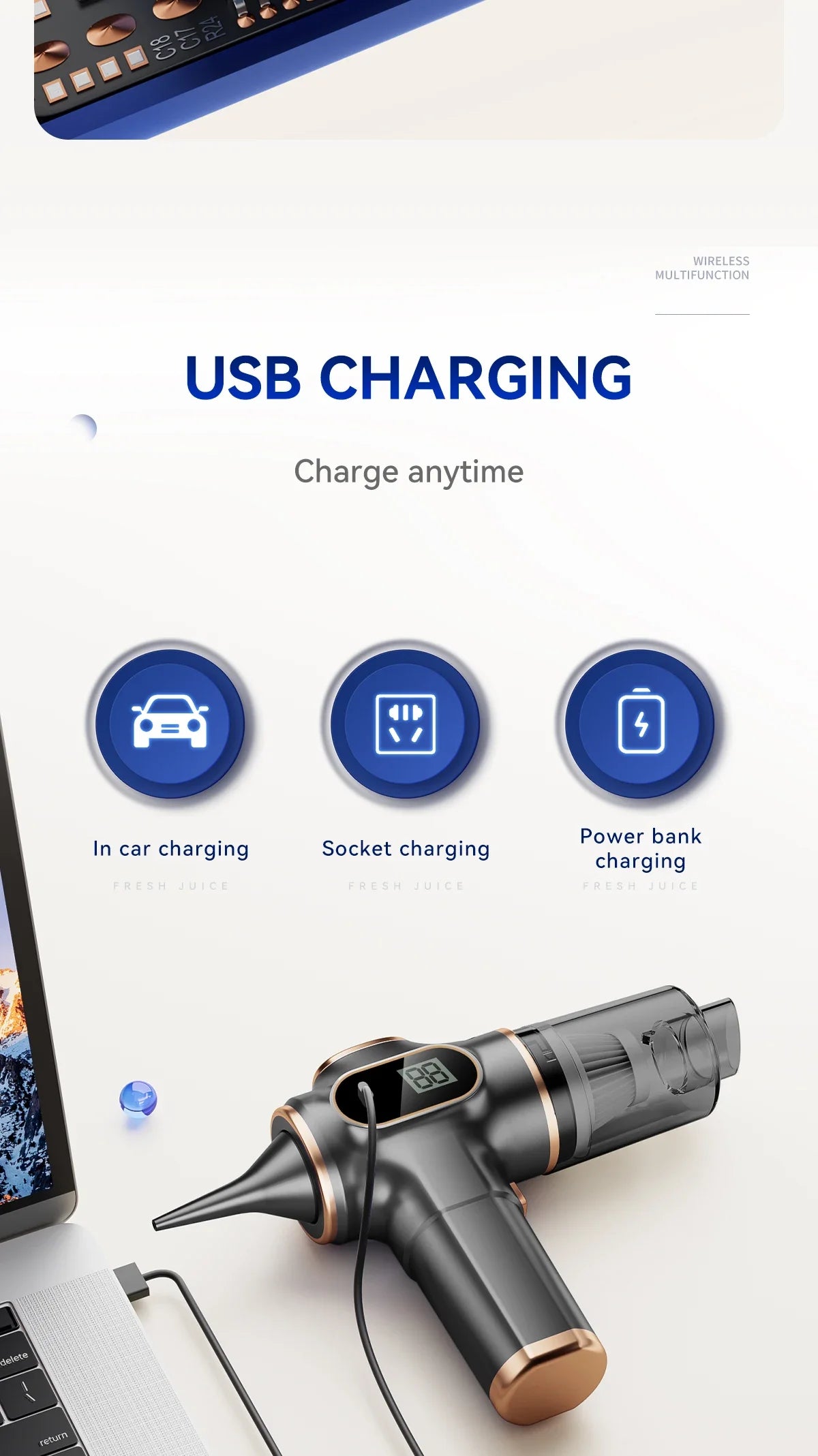 Wireless Vacuum Cleaner Dual Use for Home and Car High Power Home Appliance With display Screen Carpet Sofa Car Cleaner