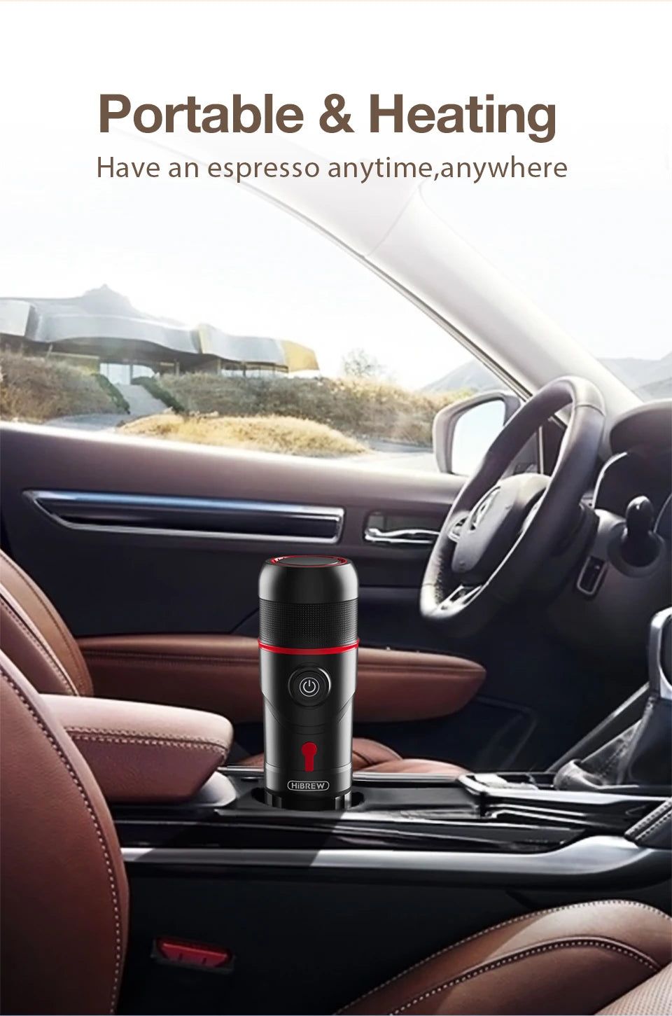 HiBREW Portable Coffee Machine for Car & Home Expresso Coffee Maker Nexpresso Dolce Pod Capsule Coffee Powder H4 Basic Version