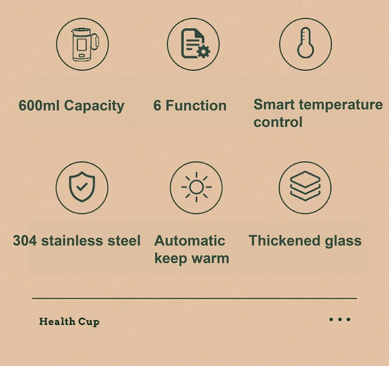 600ml Smart Tea Maker Portable Mini Health Pot Home Travel Multi-function Electric Kettle Automatic keep warm Kettle 220V