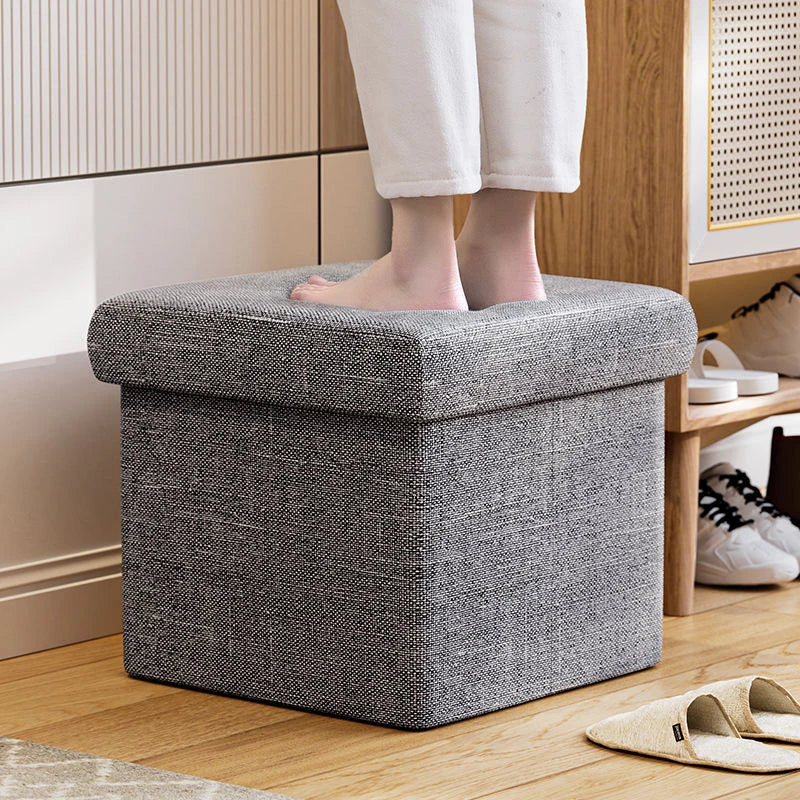 Multifunctional Fabric Organizer Storage Stools Box Foldable Storage Stool Boxes With Padded Seat Home Organization Sundries Box