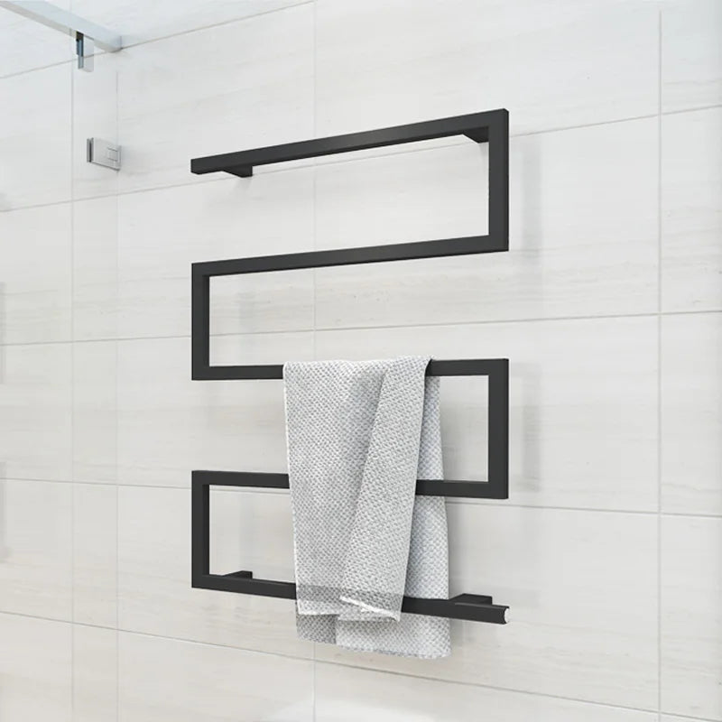 Black/Chrome Electric Towel Rack.Bathroom Electric Heated Towel Rail.Smart Towel Warmer.Creative Bath Towel Radiator.Hidden Wire