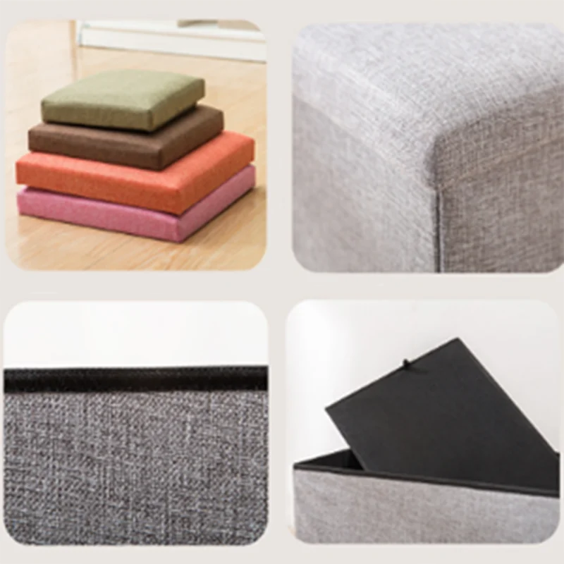 Multifunctional Fabric Organizer Storage Stools Box Foldable Storage Stool Boxes With Padded Seat Home Organization Sundries Box