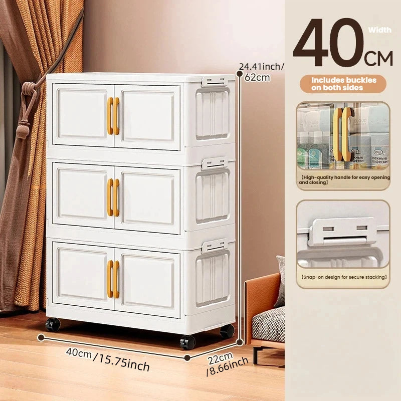 Double-door living room storage cabinet, folding floor-standing storage box, no installation required, simple storage cabinet