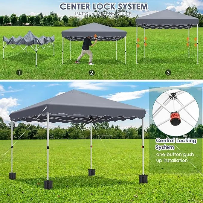 3x3M Gazebo Tent Pop up Canopy Instant with Bag Bonus 4 Weight Sandbags,& Carry Bag Foldable Shelter Outdoor Garden Tent