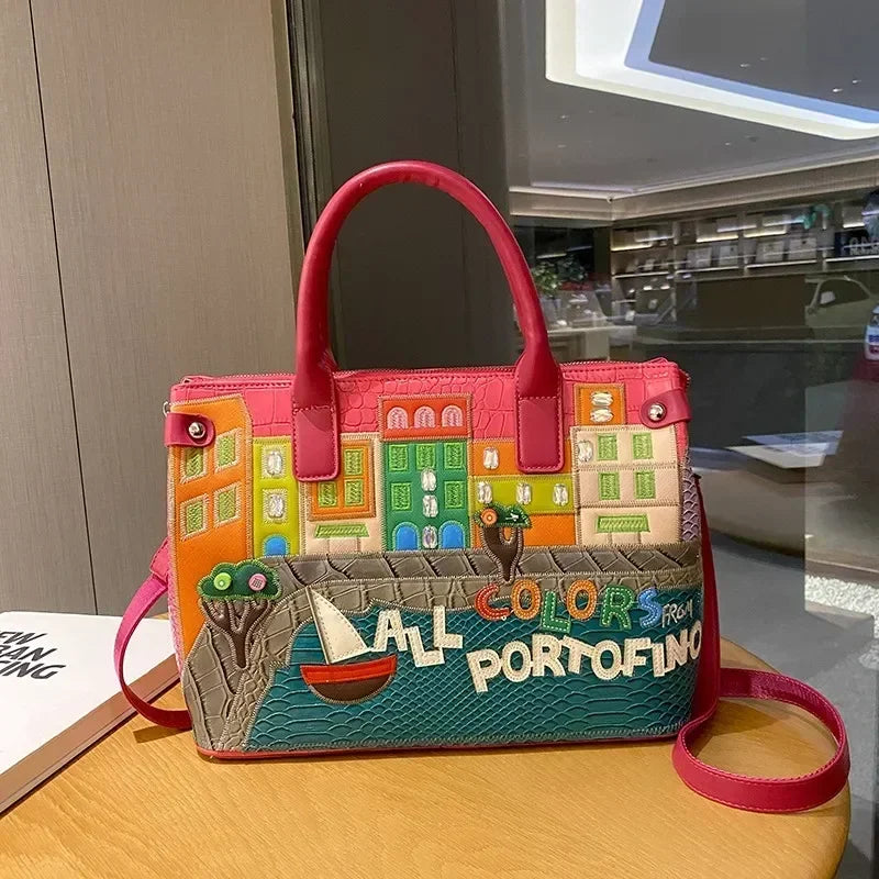 High-Quality Women’s Shoulder Bag Fashion.Features creative 3D embroidery design with a youthful, stylish look. Versatile crossbody bag perfect for everyday wear.