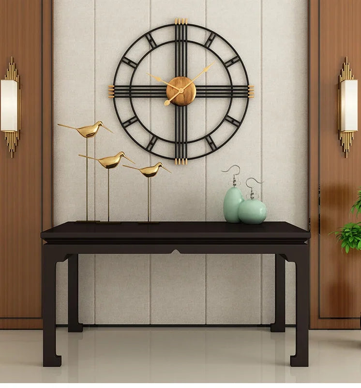 80cm Simple wall clock European style wrought iron  living room clocks creative fashion mute home modern decorative clock