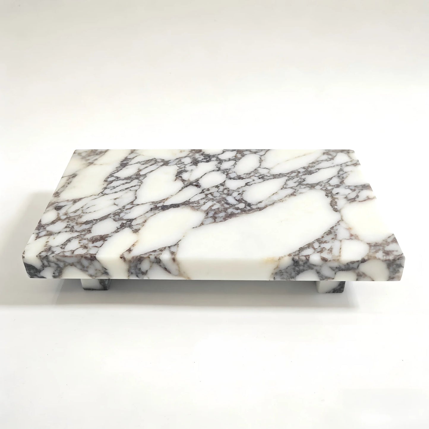 Calacatta Viola Marble Pedestal Stand, Luxury Bathroom Vanity Tray Dresser Organizer for Jewelry Cosmetics Decorative Stone Base