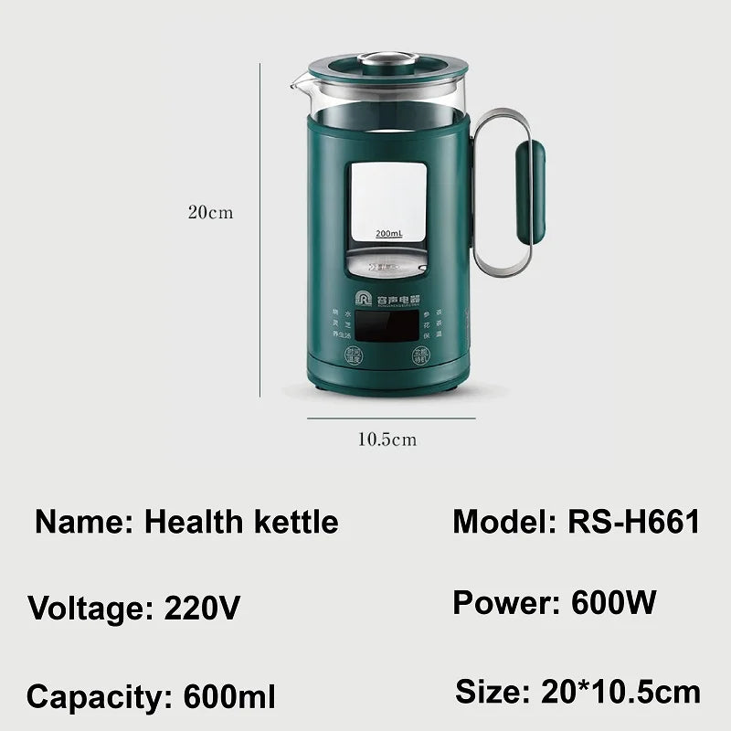 600ml Smart Tea Maker Portable Mini Health Pot Home Travel Multi-function Electric Kettle Automatic keep warm Kettle 220V