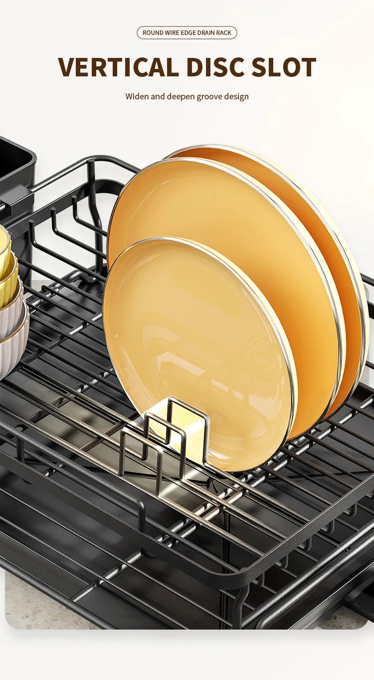 Dish Drying Rack - Extendable Dish Rack, Large Sink Drying Dish Drainer for Kitchen Counter, Stainless Steel Dish Strainer
