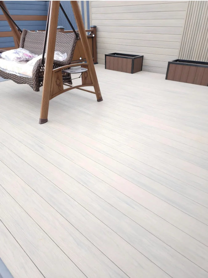 Resort-Style WPC Composite Wood Decking – Slip-Resistant Durable and stylish decking solution for outdoor spaces, combining wood aesthetics with the low-maintenance benefits of composite materials.