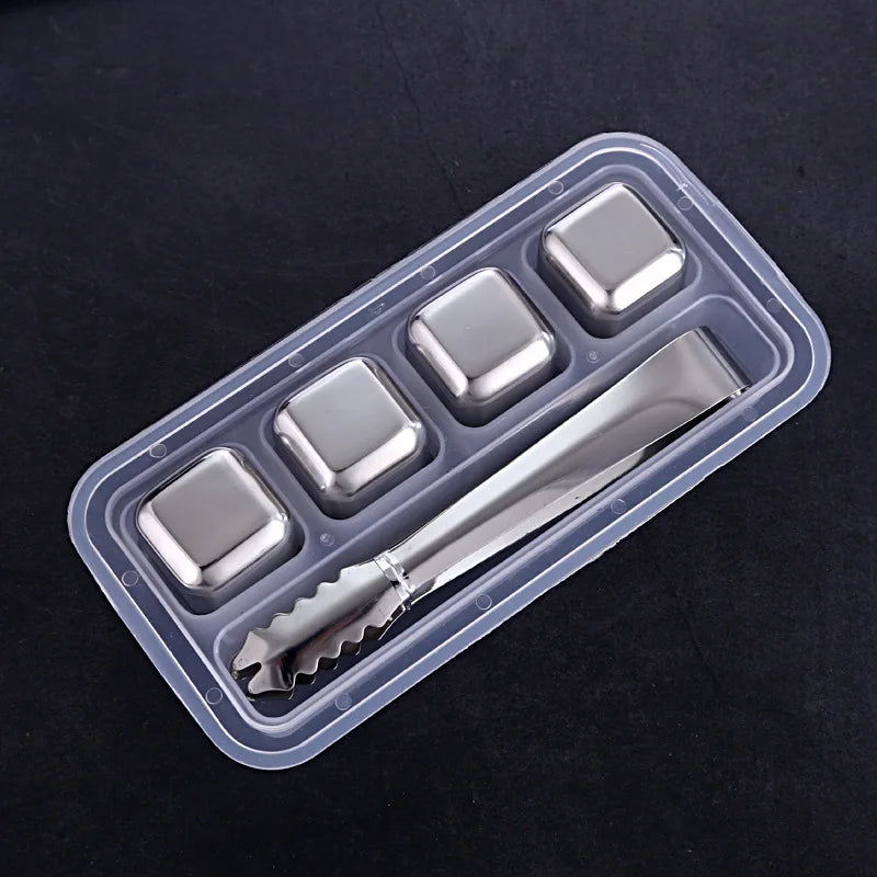 4/6/8 Pcs Stainless Steel Ice Cubes Set Reusable Chilling Stones for Whiskey Wine Wine Cooling Cube Chilling Rock Party Bar Tool