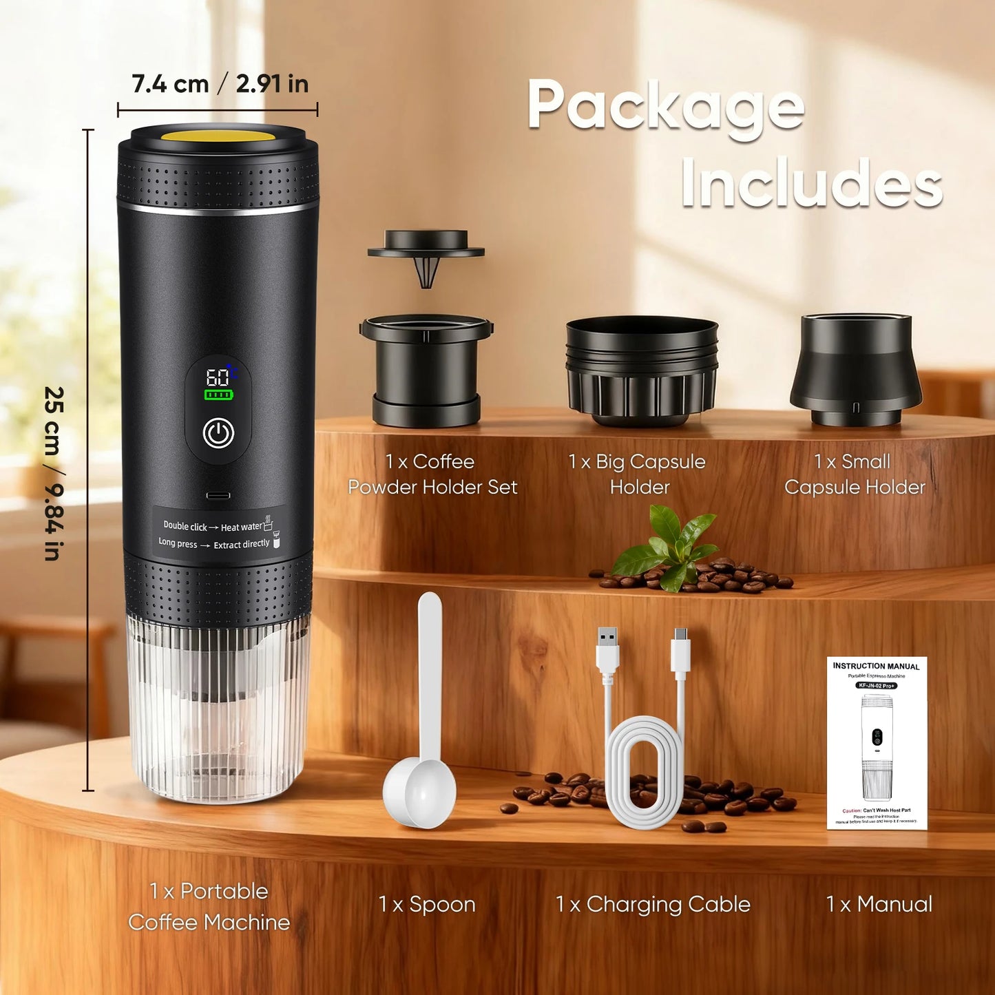 3 in 1 New Upgraded Smart Digital Display Capsule Espresso Coffee Maker Portable Outdoor Concentrated Coffee Machine