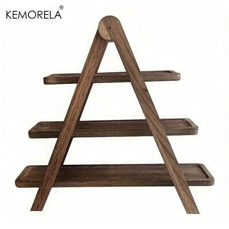 3 Tier Serving Tray Three Tiered Cupcake Stand Rectangle Serving Platter Wooden Tiered Tray Party Serving Brown Decorative Tray