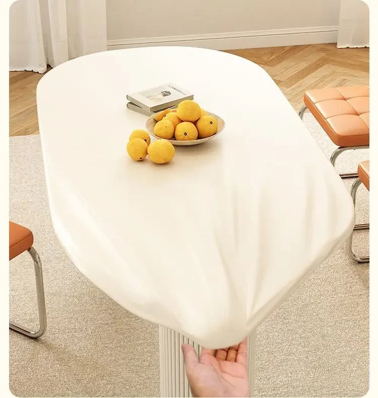 90 x 180cm Leather surface Waterproof Oil-proof Tablecloth Cover for Dining Table Square Surrounded Table Mat Elastic Protection