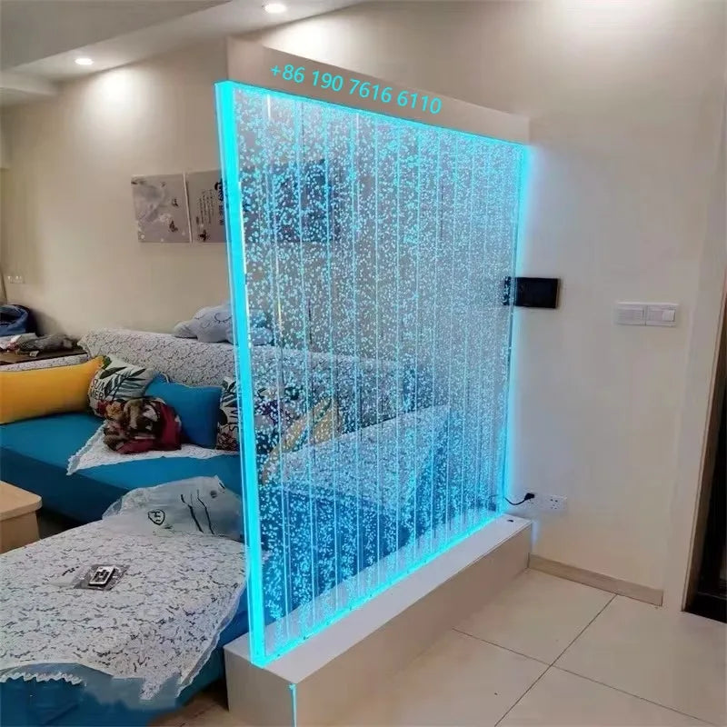 Modern Custom Home Decoration LED Water Bubble Wall 16 Color Acrylic Panel Wall Partition Room Divider Design Waterfall Fountain