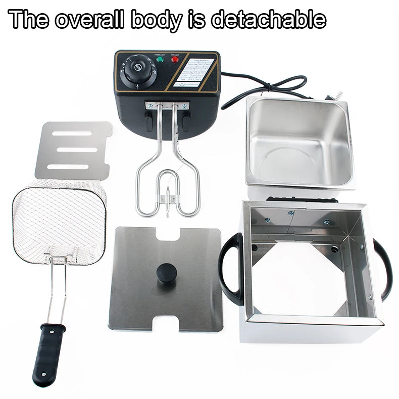 Household 2L Multifunction Electric Deep Oil Fryer Stainless Steel Grill Oven Chicken French Fries Oil Frying Machine Hot Pot