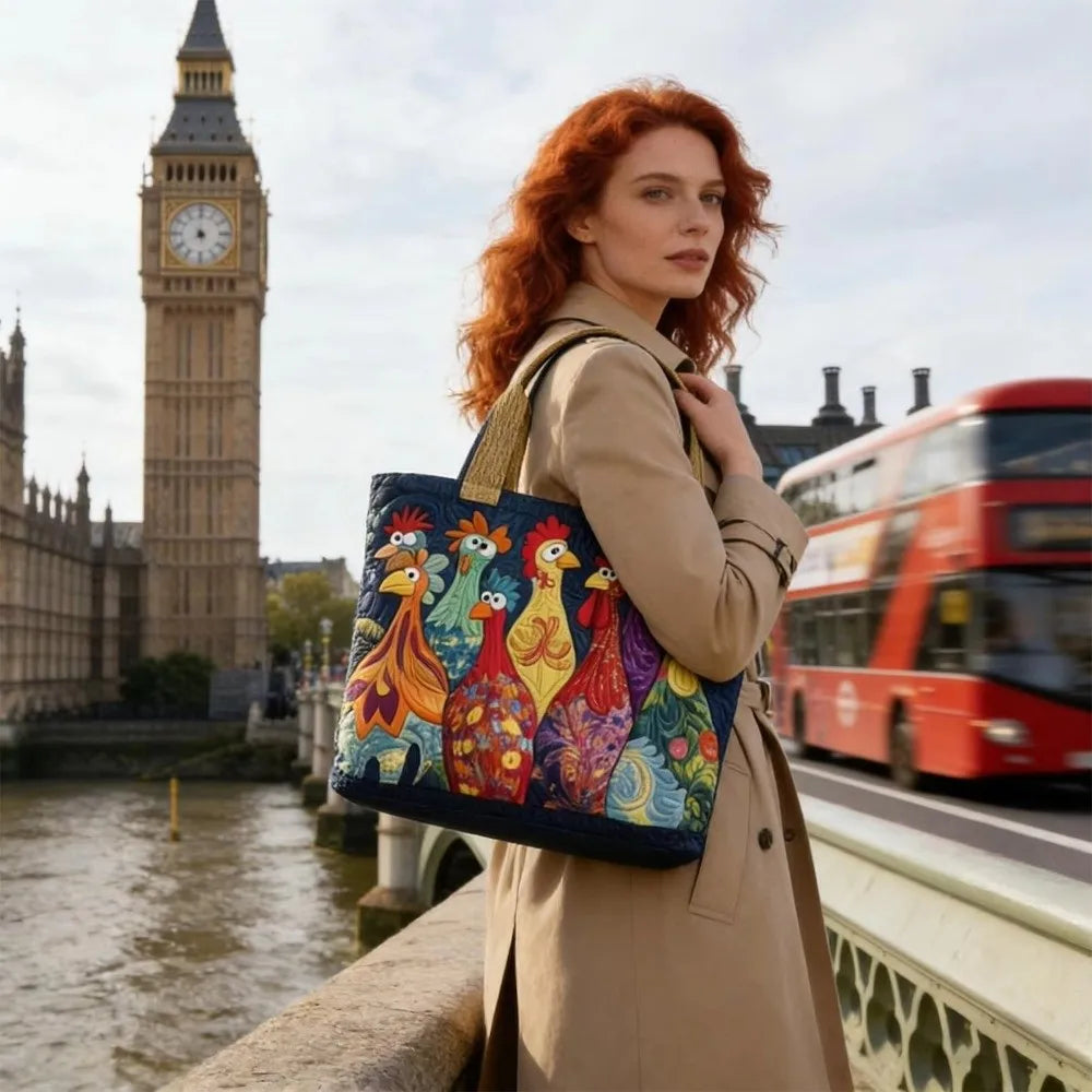 Trendy Vintage Quilted Tote Bag 3D Printed Patterns Large Capacity Travel Handbag Cotton Lightweight Canvas Bag Women Accessory