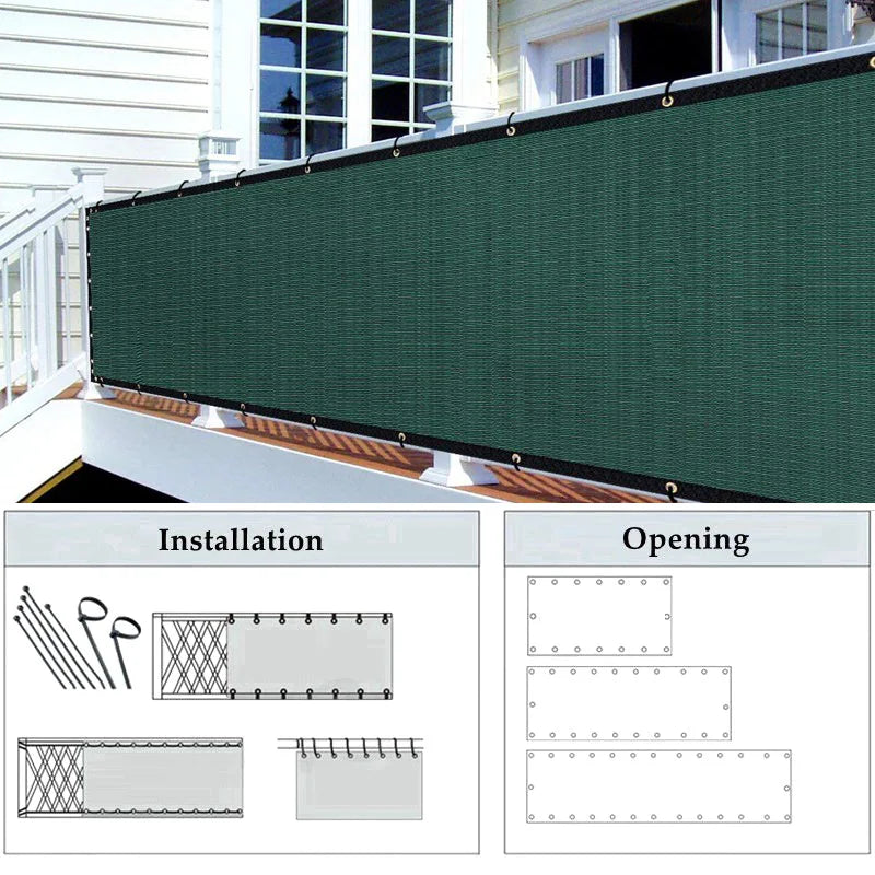 Beige Balcony Privacy HDPE Screen Fence Windscreen Cover Fabric Shade Netting UV Protection for Patio Backyard Porch Railing