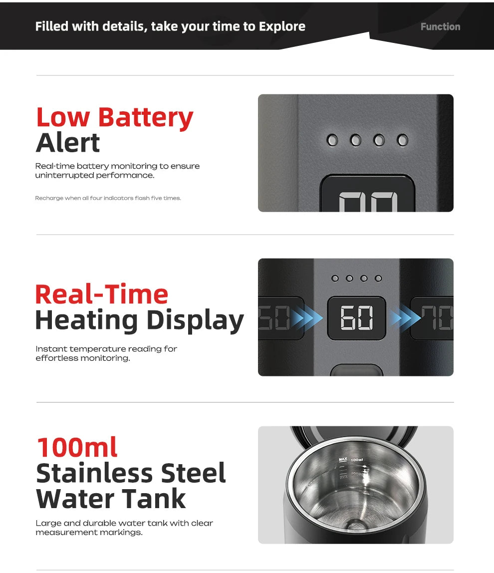 HiBREW H4C Portable Espresso Coffee Machine Wireless Heating Removable Battery Barista Ground Coffee Bottomless Extraction