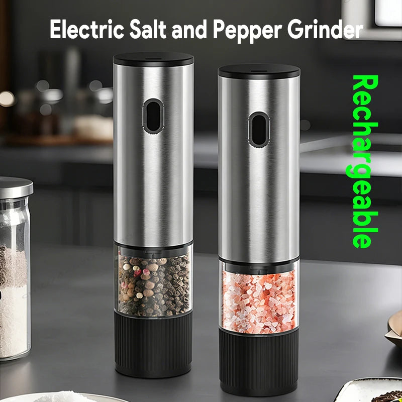 Electric Salt and Pepper Grinder Automatic Rechargeable Pepper Mill Shakers Adjustable Coarseness Kitchen Appliances