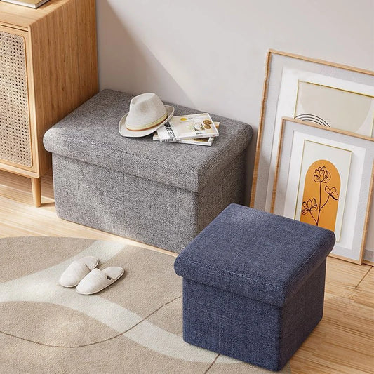 Multifunctional Fabric Organizer Storage Stools Box Foldable Storage Stool Boxes With Padded Seat Home Organization Sundries Box