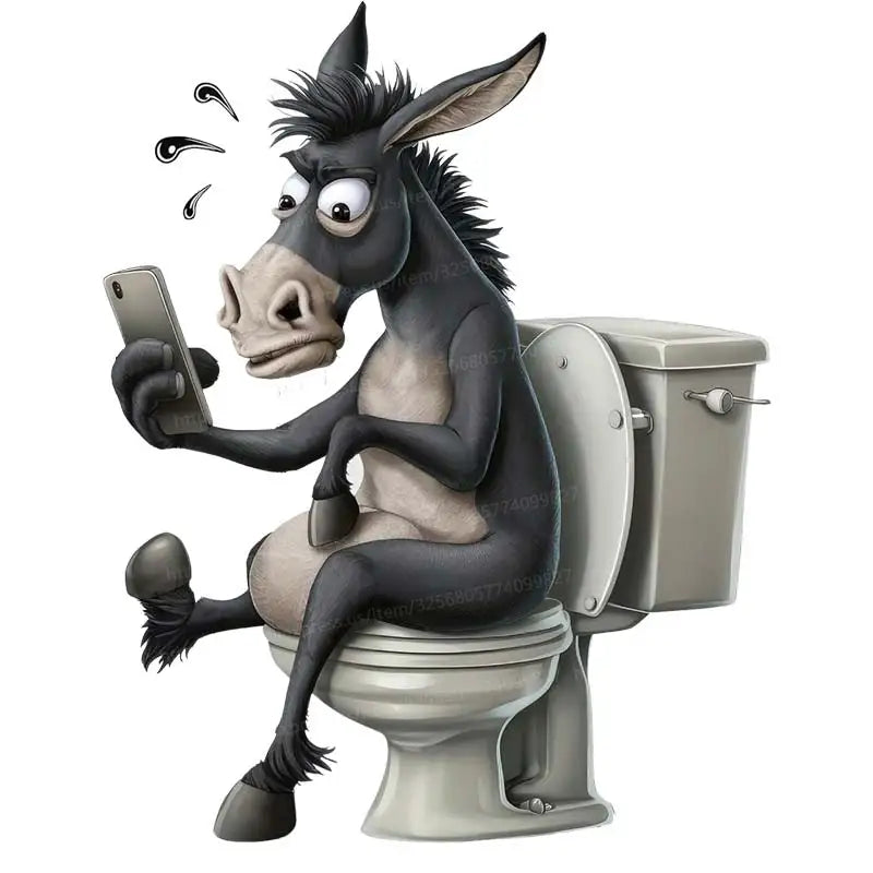 Funny Toilet Lid Stickers – Squirrels, Penguins & Raccoons Cute cartoon animals “sitting” on the toilet  instant bathroom humor! Waterproof, easy-peel decals for lid, cover or tank. Great for home, guest bath, or funny gifts. Wholesale available