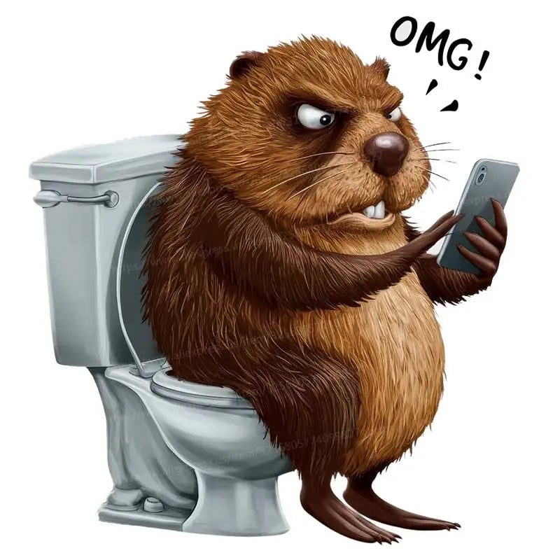 Funny Toilet Lid Stickers – Squirrels, Penguins & Raccoons Cute cartoon animals “sitting” on the toilet  instant bathroom humor! Waterproof, easy-peel decals for lid, cover or tank. Great for home, guest bath, or funny gifts. Wholesale available
