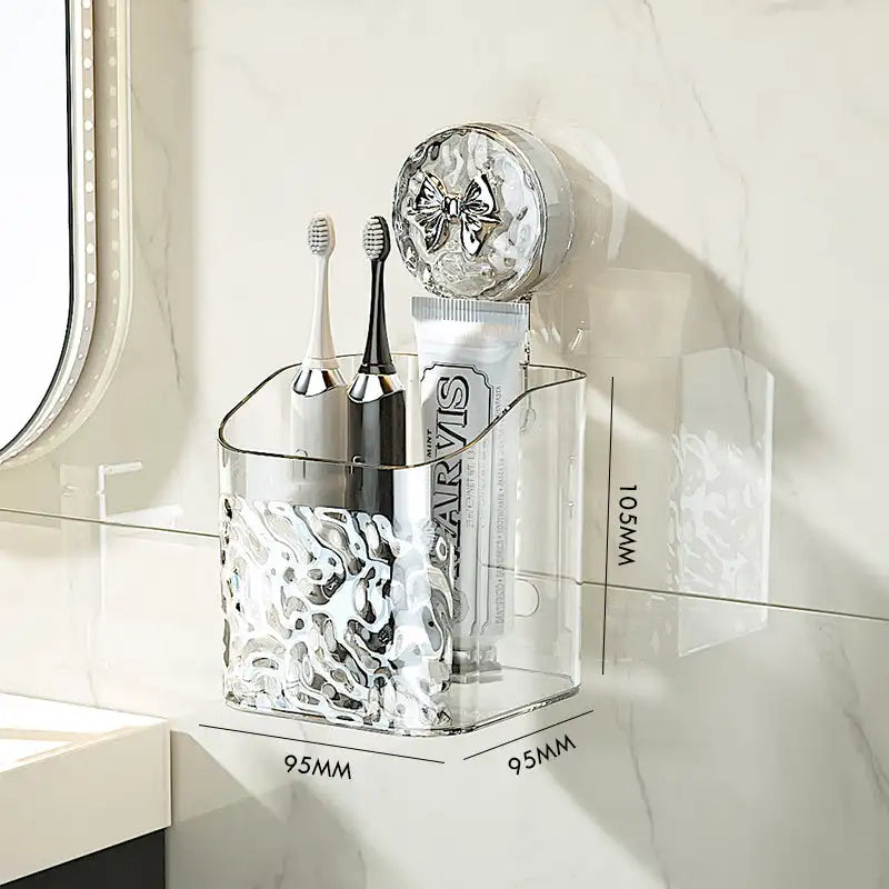 Large Capacity Light Luxury Style Glacier Pattern Suction Cup Shelf with Strong Load-bearing For Home Bathroom