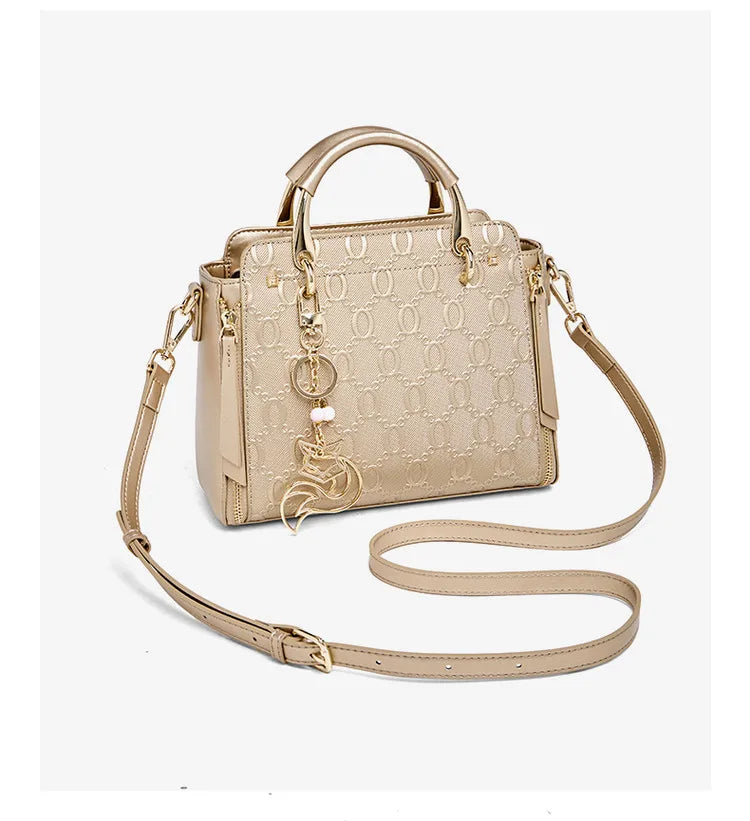 Cowhide Leather Women’s Handbag Luxury Design Elegant shoulder, crossbody, and tote style in one. Spacious and stylish, perfect for moms and everyday use.