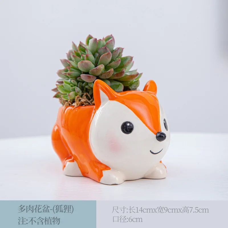 Creative Ceramic Cartoon Vase Cute Animal Panda Cactus Plant Potted Home Gardening Ornaments Ceramic Vase Gift Home Decoration