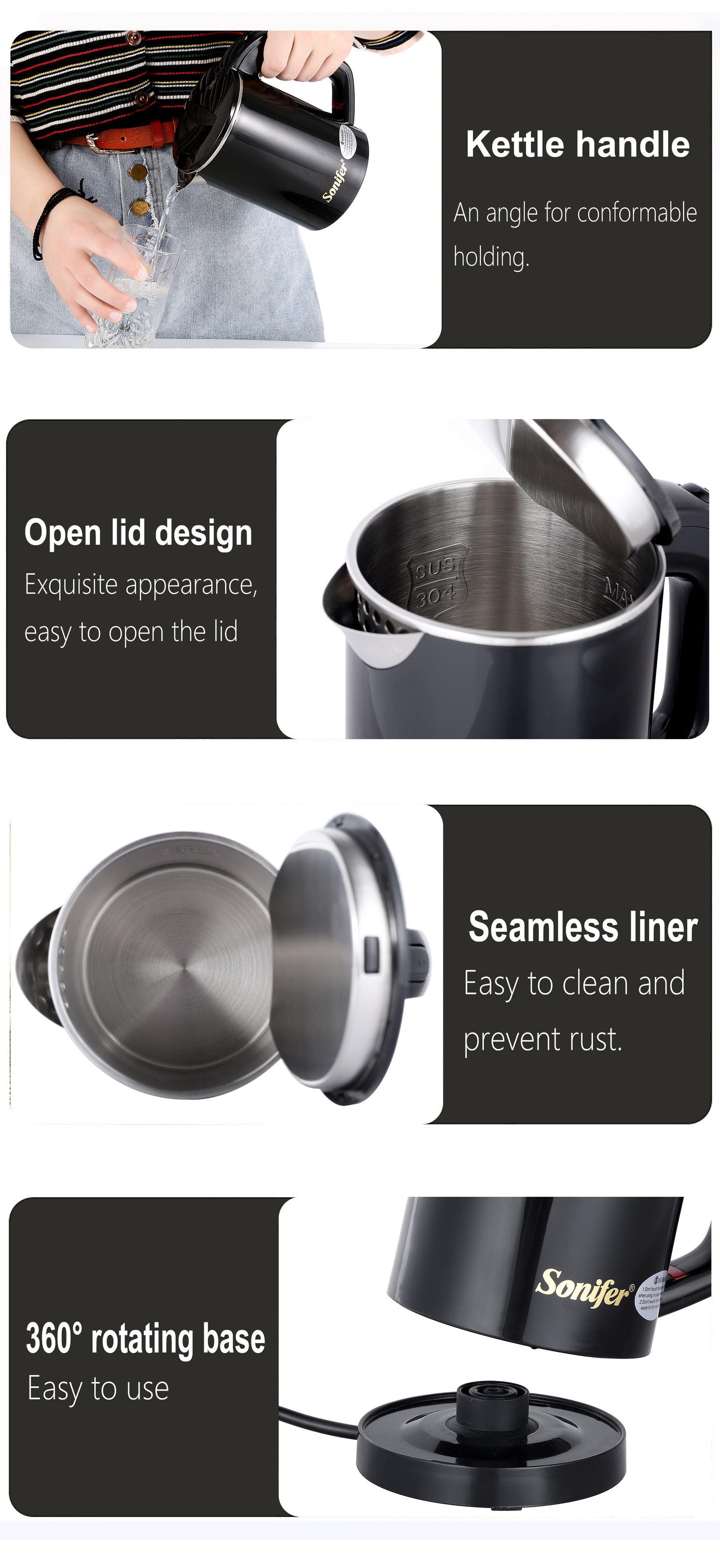 Travel Electric Kettle Tea Coffee 0.6L Mini Stainless Steel Cordless Portable  Kettle 800W For Hotel Family Trip Pot Sonifer