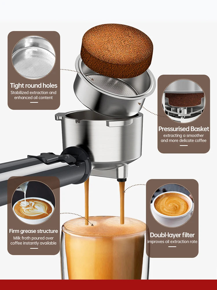 Cafelffe 4in1 Cappuccino Coffee Machine Dolce gusto Nes Capsule Espresso Maker ESE Pod Ground Gift for Lover,Dad,Mom Cafetera