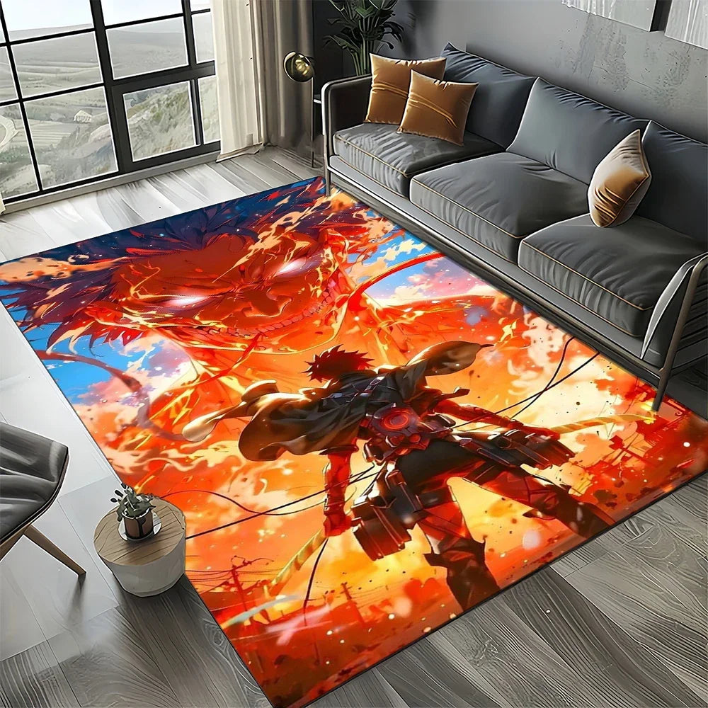 2025 Attack on Titan Eren Anime Cartoon Carpet Rug for Bedroom Living Room Home Sofa Decoration,kids Play Decor Floor Mat Gift