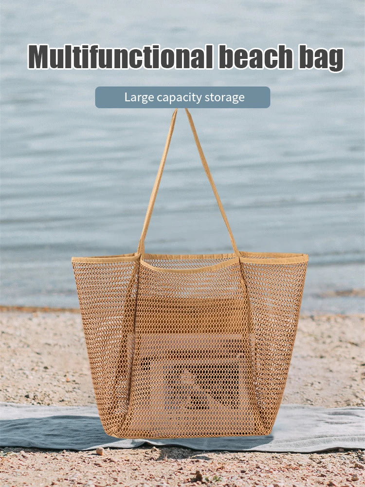 Beach Bag  Mesh Tote Bag  for Travel Pool Family Beach Vacation Cruise Essentials Organizer Storage Bags
