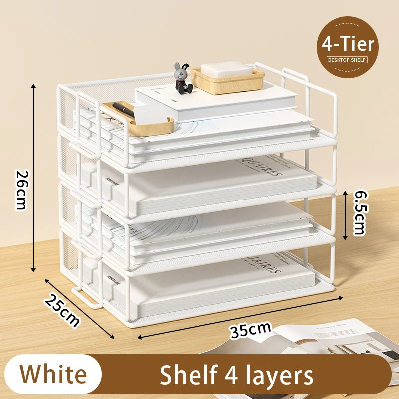 5-Tier Desk Organizer  Stackable Tray Office Desk Organizer File and Desktop Holder for Paper Letter Accessories Black