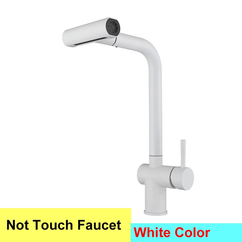 White Touch Kitchen Sink Faucets Hot Cold Pull Out Kitchen Sink Mixer Tap 304 Stainless Steel Sensor Touch on Kitchen Faucet