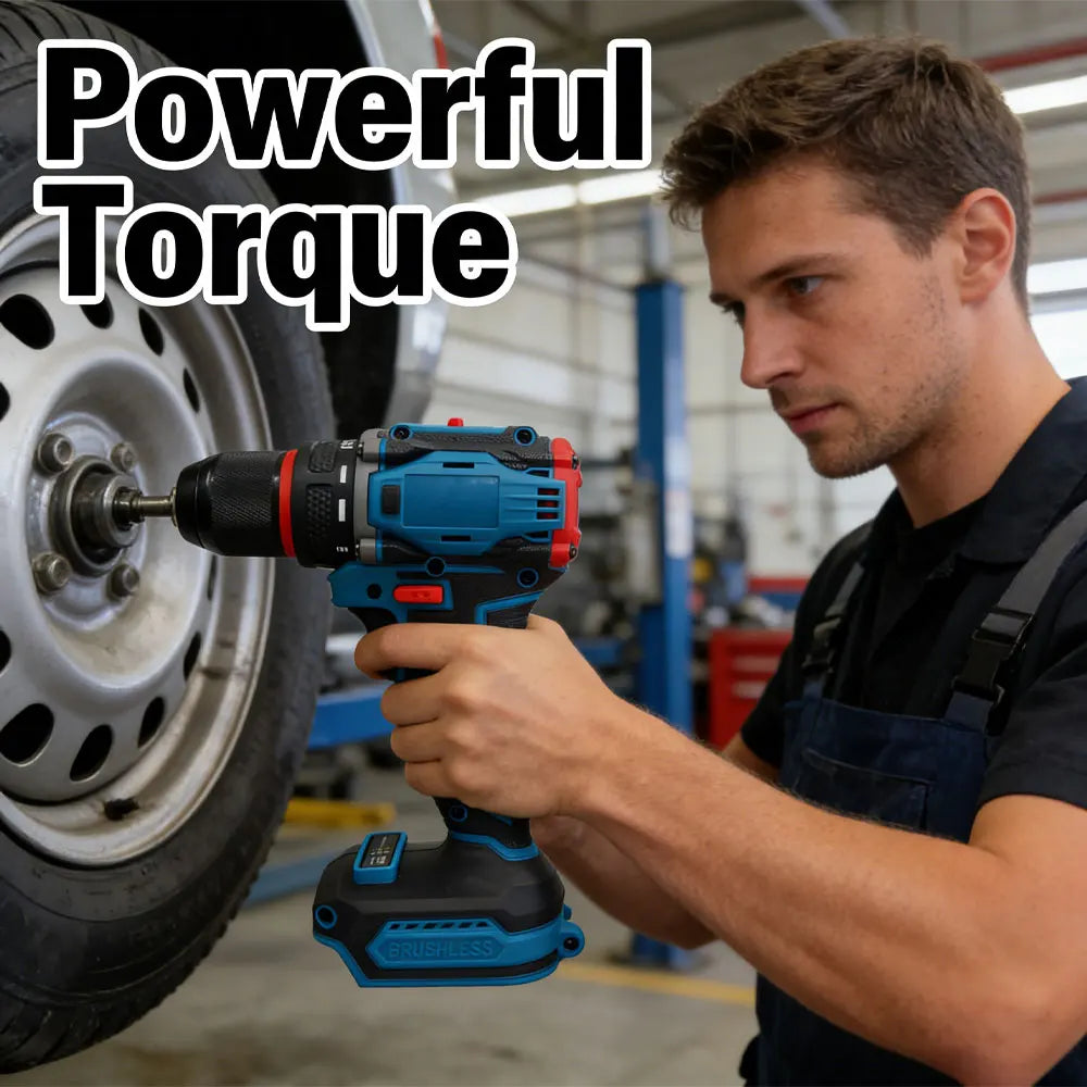 10mm Brushless Electric Impact Drill Driver 2-Speed Cordless Power Tool for Home DIY Construction 18V Battery Not Included