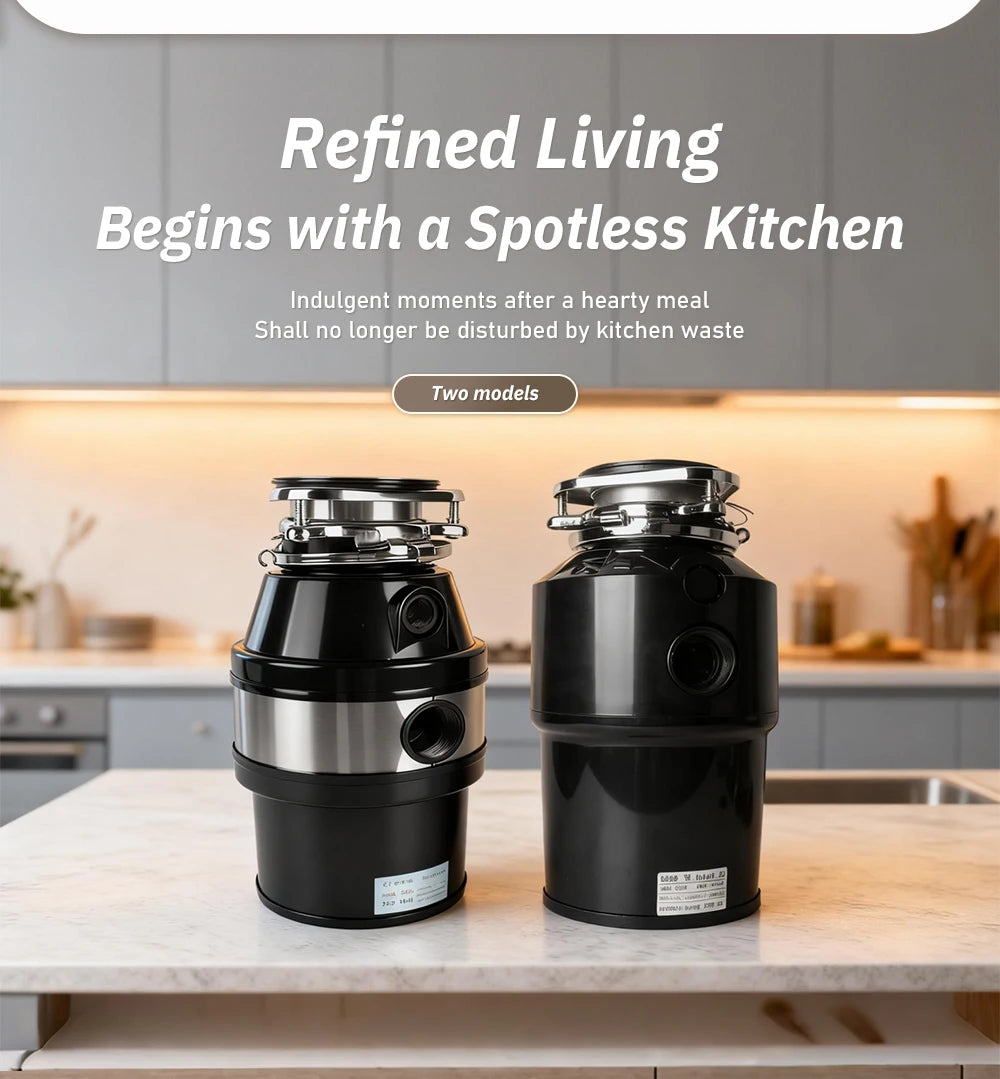Electric Kitchen Food Waste Disposer – Heavy-Duty Under-sink garbage disposal unit with 220V, 550W power. Efficiently grinds food waste for easy kitchen cleanup.