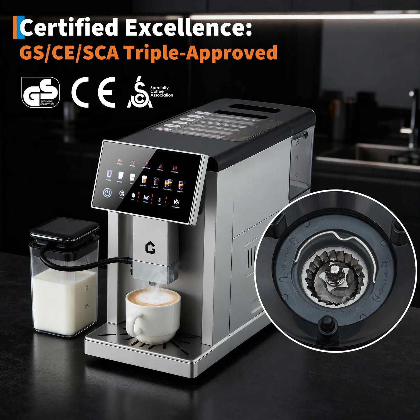 3rd-Gen Automatic Espresso Machine With Milk Frother Removable Brewer/Grinder 3-Level Flavor/Volume Detachable Milk Tank