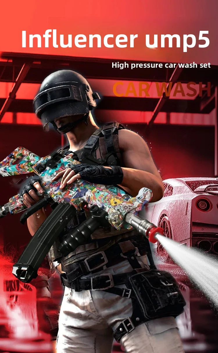 Portable High-Pressure Car Wash Gun + Foam Pot Powerful spray + adjustable foam cannon for thick suds. Compact, easy to use at home or on the go.