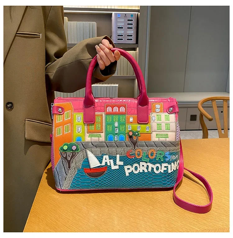 High-Quality Women’s Shoulder Bag Fashion.Features creative 3D embroidery design with a youthful, stylish look. Versatile crossbody bag perfect for everyday wear.