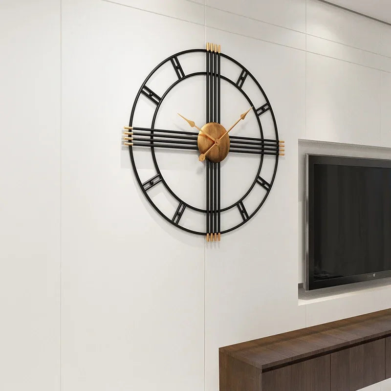 80cm Simple wall clock European style wrought iron  living room clocks creative fashion mute home modern decorative clock